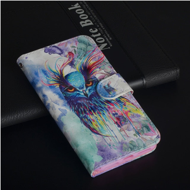 Flip Phone Etui Coque Cover Case For Huawei Y3 Y5 Y6 Y7 Y9 Pro Prime 2017 2018 Honor 7A 7C 7S with 3D Painted PU Leather Wallet