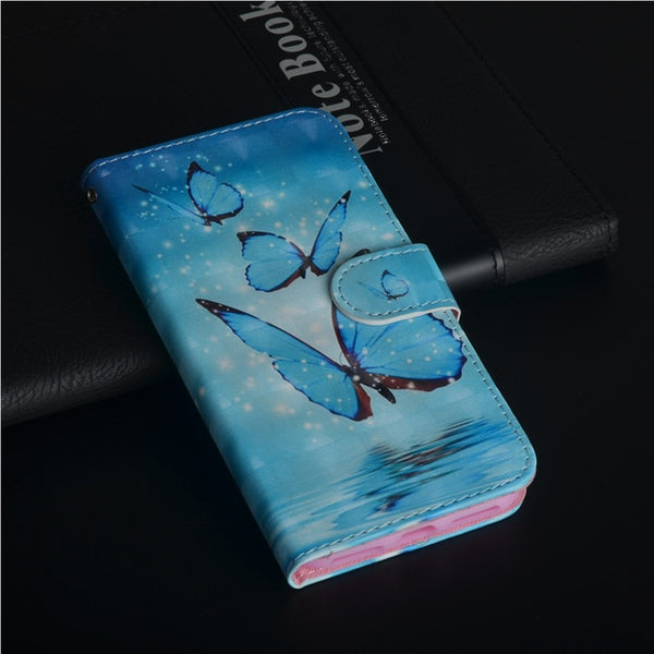Flip Phone Etui Coque Cover Case For Huawei Y3 Y5 Y6 Y7 Y9 Pro Prime 2017 2018 Honor 7A 7C 7S with 3D Painted PU Leather Wallet