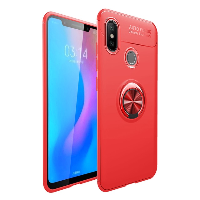 MAKAVO For Xiaomi Redmi Note 6 Pro Case Finger Ring Holder Soft Silicone Back Cover For Xiomi Xiaomi Redmi 6 Pro Phone Cases