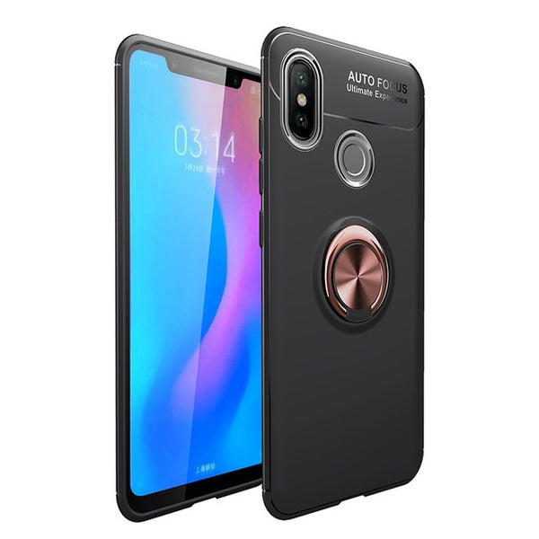 MAKAVO For Xiaomi Redmi Note 6 Pro Case Finger Ring Holder Soft Silicone Back Cover For Xiomi Xiaomi Redmi 6 Pro Phone Cases