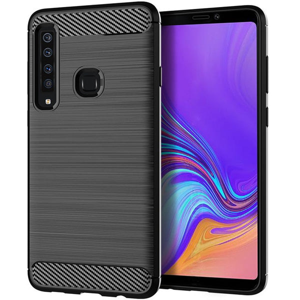 MAKAVO For Samsung Galaxy A9 2018 Case Brushed Silicone Carbon Fiber Texture Back Cover For Samsung A9 2018 A920 Phone Cases