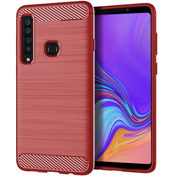 MAKAVO For Samsung Galaxy A9 2018 Case Brushed Silicone Carbon Fiber Texture Back Cover For Samsung A9 2018 A920 Phone Cases