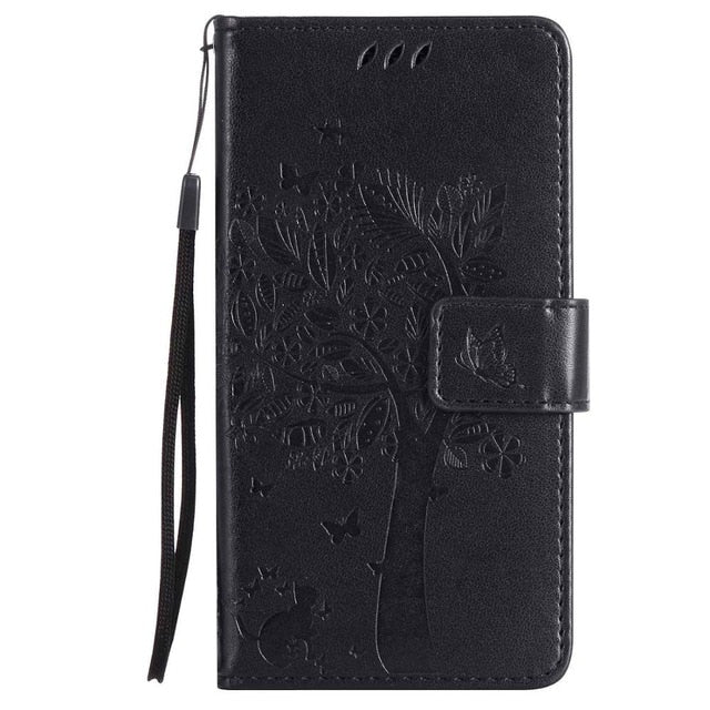 For Coque Xiaomi Redmi 3S 3 S Case Cat and Tree Embossed Flip Wallet Stand Holder PU Leather Bag Phone Cover for Redmi 3 Pro