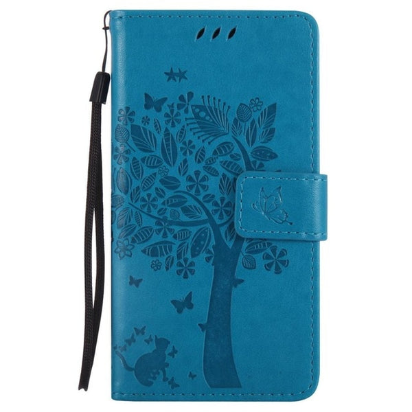 For Coque Xiaomi Redmi 3S 3 S Case Cat and Tree Embossed Flip Wallet Stand Holder PU Leather Bag Phone Cover for Redmi 3 Pro