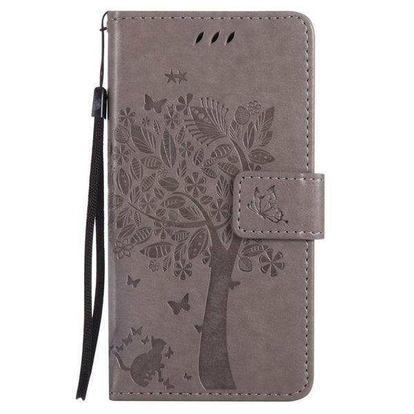 For Coque Xiaomi Redmi 3S 3 S Case Cat and Tree Embossed Flip Wallet Stand Holder PU Leather Bag Phone Cover for Redmi 3 Pro