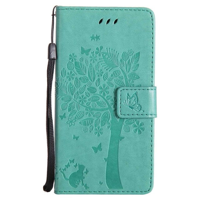For Coque Xiaomi Redmi 3S 3 S Case Cat and Tree Embossed Flip Wallet Stand Holder PU Leather Bag Phone Cover for Redmi 3 Pro