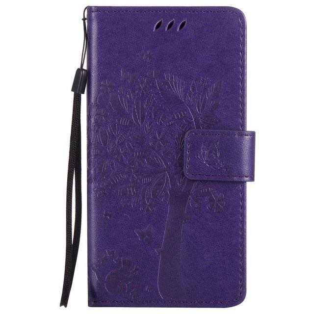 For Coque Xiaomi Redmi 3S 3 S Case Cat and Tree Embossed Flip Wallet Stand Holder PU Leather Bag Phone Cover for Redmi 3 Pro