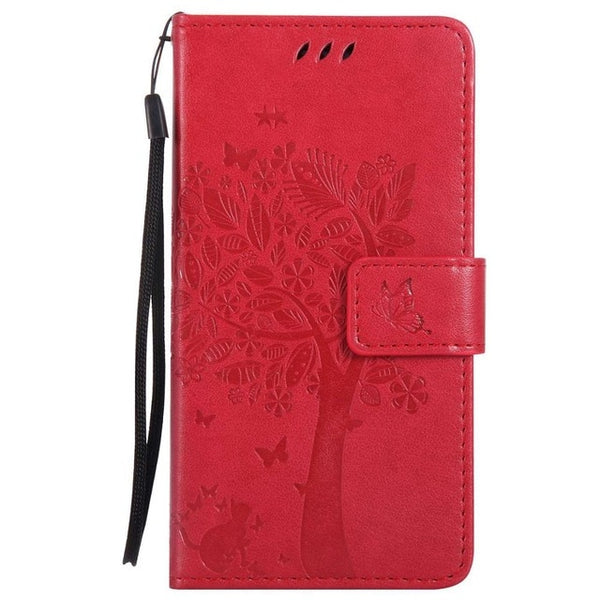 For Coque Xiaomi Redmi 3S 3 S Case Cat and Tree Embossed Flip Wallet Stand Holder PU Leather Bag Phone Cover for Redmi 3 Pro