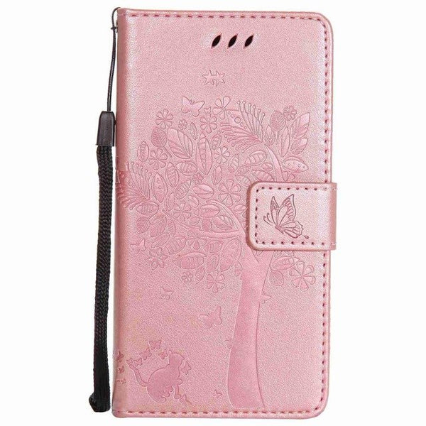 For Coque Xiaomi Redmi 3S 3 S Case Cat and Tree Embossed Flip Wallet Stand Holder PU Leather Bag Phone Cover for Redmi 3 Pro