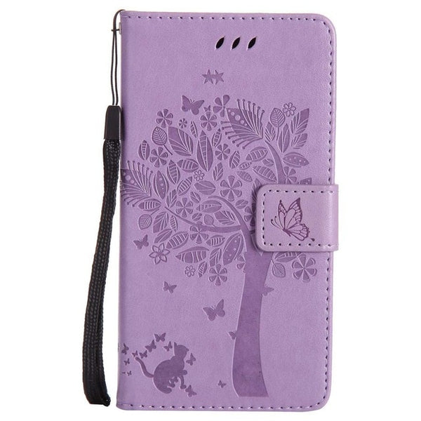 For Coque Xiaomi Redmi 3S 3 S Case Cat and Tree Embossed Flip Wallet Stand Holder PU Leather Bag Phone Cover for Redmi 3 Pro