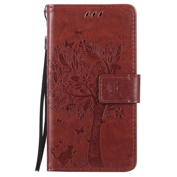 For Coque Xiaomi Redmi 3S 3 S Case Cat and Tree Embossed Flip Wallet Stand Holder PU Leather Bag Phone Cover for Redmi 3 Pro