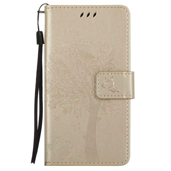For Coque Xiaomi Redmi 3S 3 S Case Cat and Tree Embossed Flip Wallet Stand Holder PU Leather Bag Phone Cover for Redmi 3 Pro