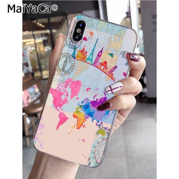 MaiYaCa World Map Travel Plans Special Offer Luxury  phone case for Apple iPhone 8 7 6 6S Plus X XS max 5 5S SE XR Mobile Cover