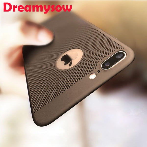 For iPhoneX Xs Max XR 5 5S SE 6S 6 7 8 PLUS case Ultra Slim Grid Heat Dissipate Phone Case Luxury Matte Hard PC Protective Cover