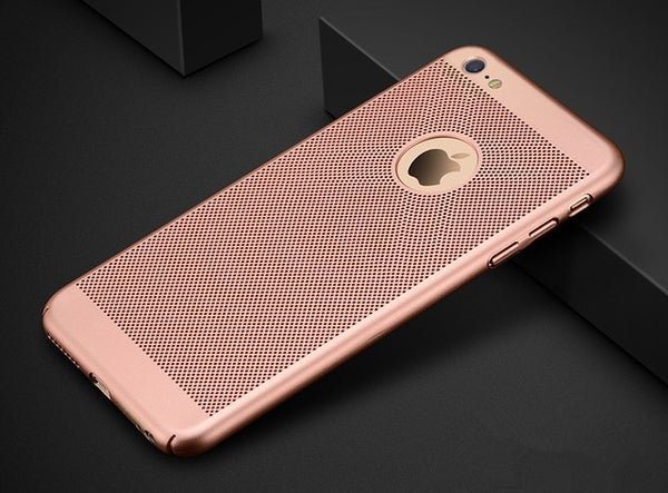 For iPhoneX Xs Max XR 5 5S SE 6S 6 7 8 PLUS case Ultra Slim Grid Heat Dissipate Phone Case Luxury Matte Hard PC Protective Cover