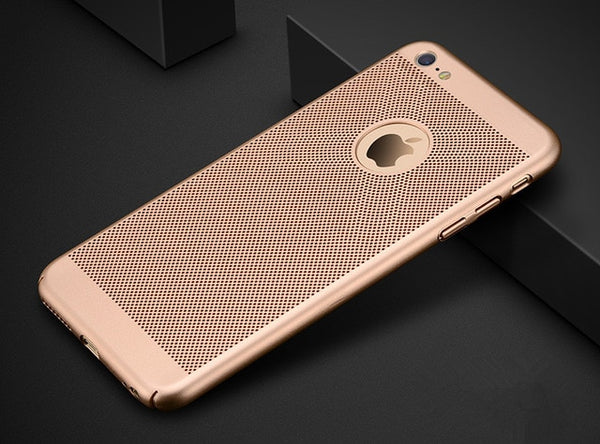 For iPhoneX Xs Max XR 5 5S SE 6S 6 7 8 PLUS case Ultra Slim Grid Heat Dissipate Phone Case Luxury Matte Hard PC Protective Cover