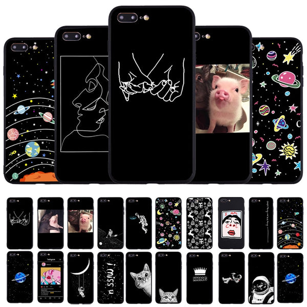 Funny Lover Pig Print Phone Case For iphone X XS Max XR Case For iphone 6 6S 5 5s 7 8 plus SE Soft TPU Cover Cute Couple Cases