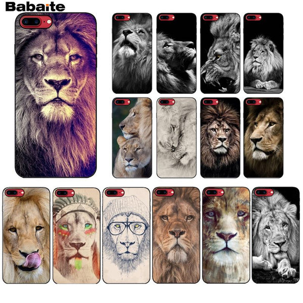 Babaite Animals The lion DIY Luxury High-end Protector Case for Apple iPhone 8 7 6 6S Plus X XS MAX 5 5S SE XR Mobile Cover