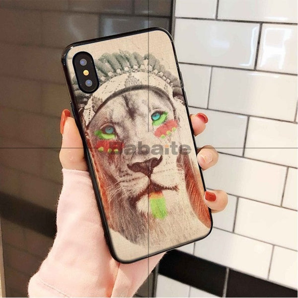 Babaite Animals The lion DIY Luxury High-end Protector Case for Apple iPhone 8 7 6 6S Plus X XS MAX 5 5S SE XR Mobile Cover