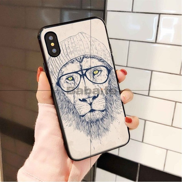 Babaite Animals The lion DIY Luxury High-end Protector Case for Apple iPhone 8 7 6 6S Plus X XS MAX 5 5S SE XR Mobile Cover