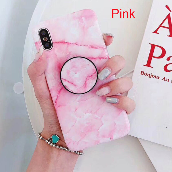 SUYACS Phone Case For iPhone 6 6S 7 8 Plus X XS MAX XR Fashion Marble Teenage Style Soft IMD Graphic Phone Case Cover Shells Bag