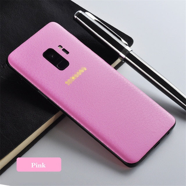 Leather Grain Skin for Samsung S7 S8 S8 Edge S9 Plus Mobile Phone Covers Sticker for Samsung Galaxy Note 8 9 Cutting Laminating