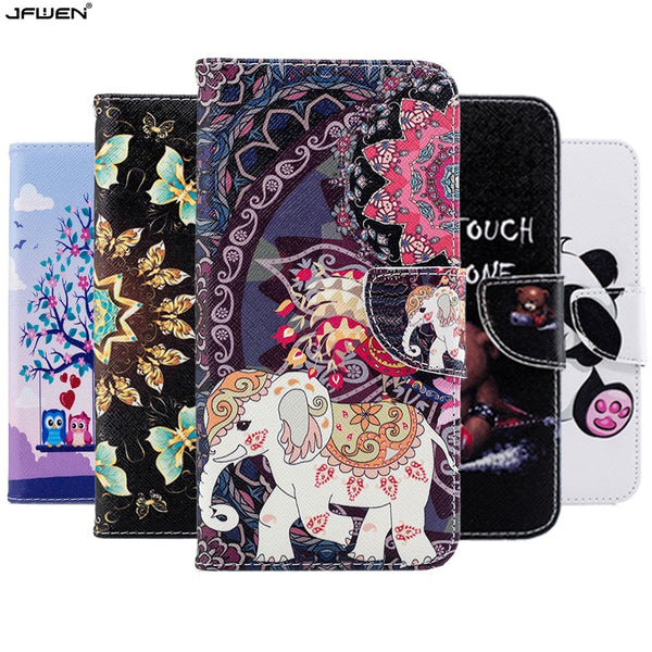 JFWEN Leather Phone Case For Samsung A7 2018 Case Flip Wallet For Samsung Galaxy A7 2018 A750 Case Cover Cute Cartoon Back Shell