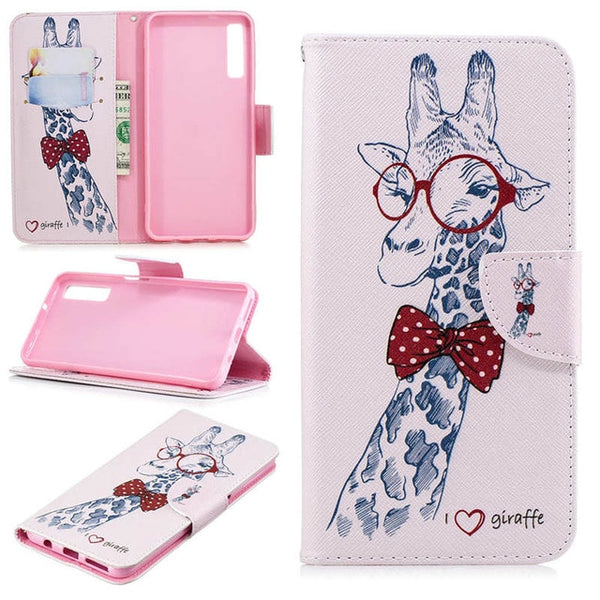 JFWEN Leather Phone Case For Samsung A7 2018 Case Flip Wallet For Samsung Galaxy A7 2018 A750 Case Cover Cute Cartoon Back Shell