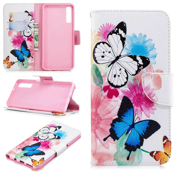 JFWEN Leather Phone Case For Samsung A7 2018 Case Flip Wallet For Samsung Galaxy A7 2018 A750 Case Cover Cute Cartoon Back Shell