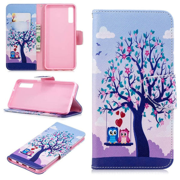 JFWEN Leather Phone Case For Samsung A7 2018 Case Flip Wallet For Samsung Galaxy A7 2018 A750 Case Cover Cute Cartoon Back Shell