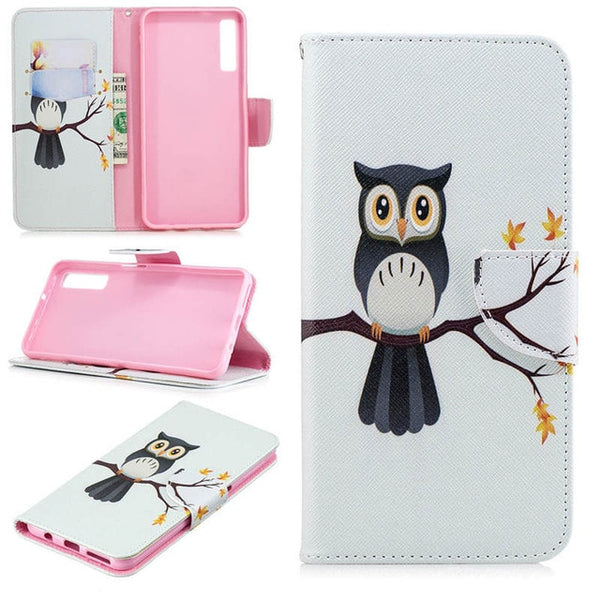 JFWEN Leather Phone Case For Samsung A7 2018 Case Flip Wallet For Samsung Galaxy A7 2018 A750 Case Cover Cute Cartoon Back Shell