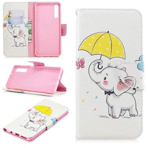 JFWEN Leather Phone Case For Samsung A7 2018 Case Flip Wallet For Samsung Galaxy A7 2018 A750 Case Cover Cute Cartoon Back Shell