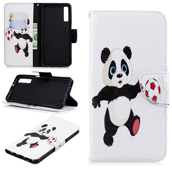 JFWEN Leather Phone Case For Samsung A7 2018 Case Flip Wallet For Samsung Galaxy A7 2018 A750 Case Cover Cute Cartoon Back Shell