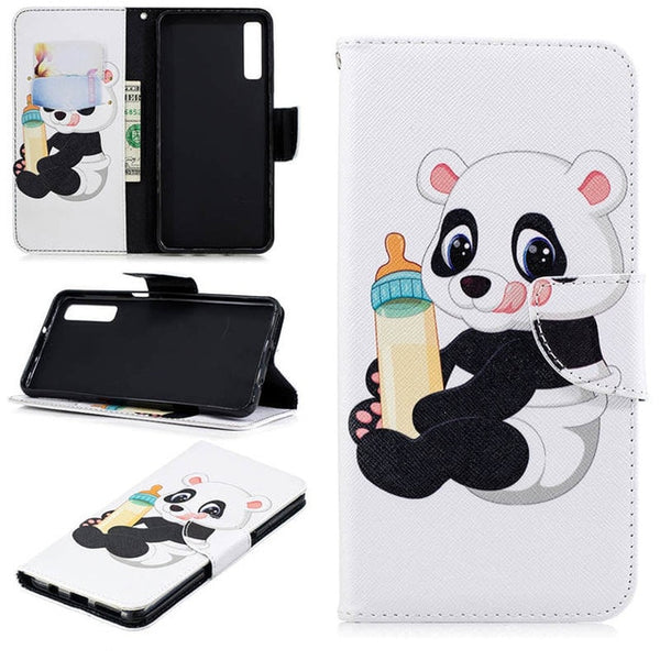 JFWEN Leather Phone Case For Samsung A7 2018 Case Flip Wallet For Samsung Galaxy A7 2018 A750 Case Cover Cute Cartoon Back Shell