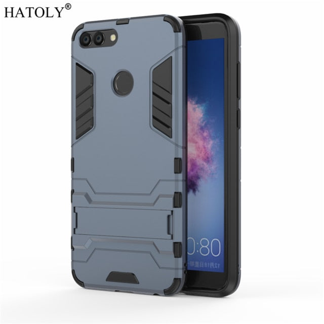 P Smart Armor Case Huawei P Smart Case Huawei Enjoy 7s Robot Silicone Rubber Hard Back Phone Cover For Huawei P Smart HATOLY