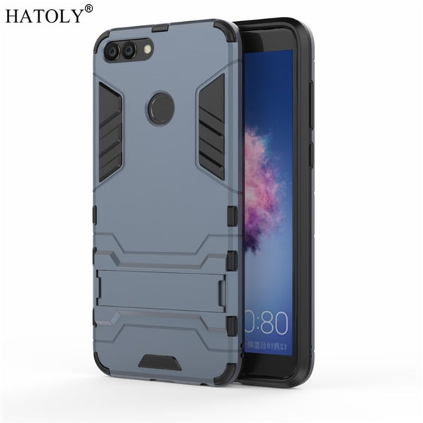 P Smart Armor Case Huawei P Smart Case Huawei Enjoy 7s Robot Silicone Rubber Hard Back Phone Cover For Huawei P Smart HATOLY