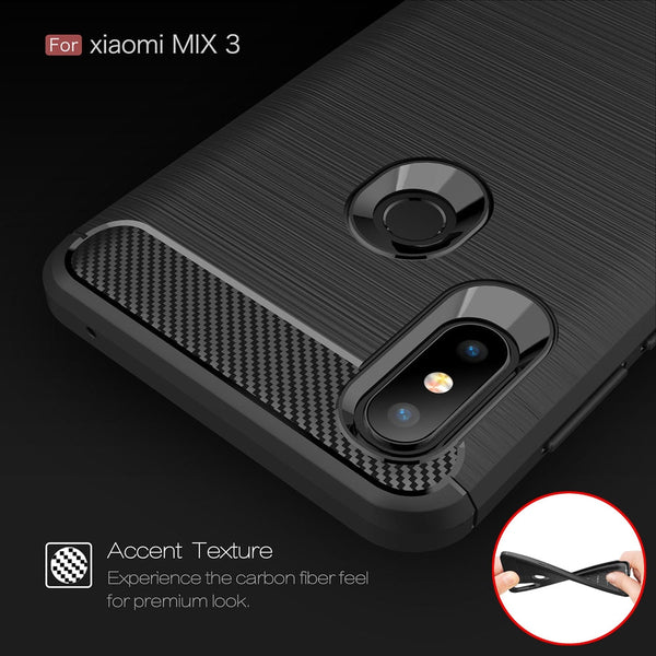 Carbon fiber textured silicone 6.39For Xiaomi Mi Mix 3 Case For Xiaomi Mi Mix 3 Mix3 Cell Phone Back Cover Case