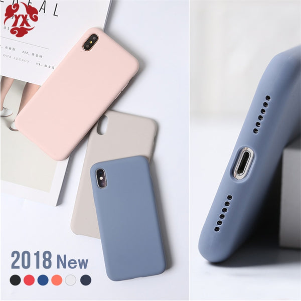 YX Phone Case Original Silicone For iPhone X XS Max XR Liquid TPU Soft Shockproof Back Cover For iPhone X 8 7 6 6S Plus