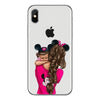 Fashion Black Brown Hair Baby Mom Girl Queen 01 Case For iPhone X XS Max XR 8 7 6 6s Plus 5 5s SE Silicone Woman Phone Cover