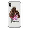 Fashion Black Brown Hair Baby Mom Girl Queen 01 Case For iPhone X XS Max XR 8 7 6 6s Plus 5 5s SE Silicone Woman Phone Cover