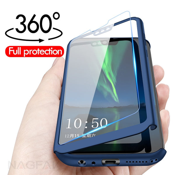 Bupuda Luxury 360 Full Cover Phone Case For Huawei Honor 7a Pro Case For Honor 7C 8X Case Protection Cover With Tempered Glass