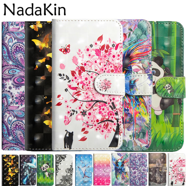 Phone Case Leather for Xiaomi Mi 8 SE A1 A2 Lite Max 2 Flip Book Cover Wallet 3D Painted Pattern with Hand Rope Card Holders