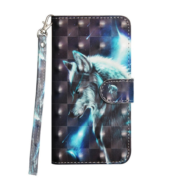 Phone Case Leather for Xiaomi Mi 8 SE A1 A2 Lite Max 2 Flip Book Cover Wallet 3D Painted Pattern with Hand Rope Card Holders