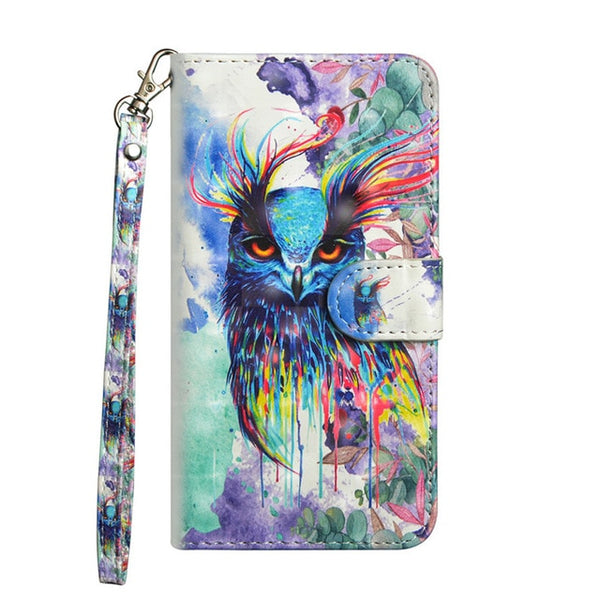 Phone Case Leather for Xiaomi Mi 8 SE A1 A2 Lite Max 2 Flip Book Cover Wallet 3D Painted Pattern with Hand Rope Card Holders