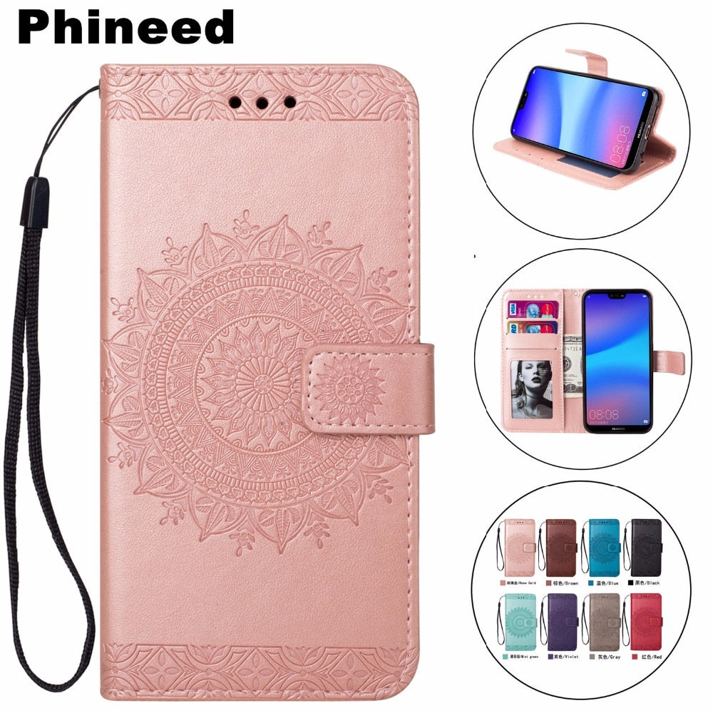 Flip Phone Etui Coque Cover Case on for Huawei P20 P10 Pro Lite Plus With Soft TPu High Quality Totem Print PU Leather Wallet