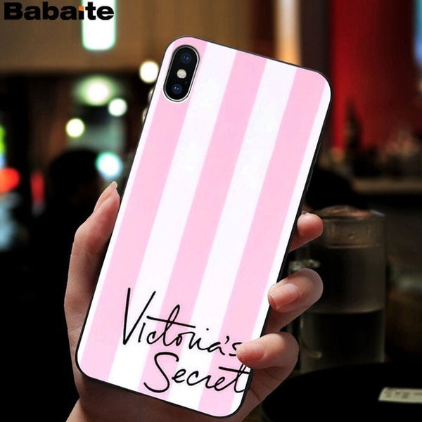 Babaite PINK LOVE PINK Soft Silicone black Phone Case for Apple iPhone 8 7 6 6S Plus X XS MAX 5 5S SE XR Mobile Cover