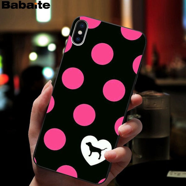 Babaite PINK LOVE PINK Soft Silicone black Phone Case for Apple iPhone 8 7 6 6S Plus X XS MAX 5 5S SE XR Mobile Cover