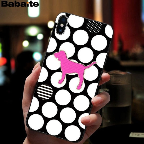 Babaite PINK LOVE PINK Soft Silicone black Phone Case for Apple iPhone 8 7 6 6S Plus X XS MAX 5 5S SE XR Mobile Cover