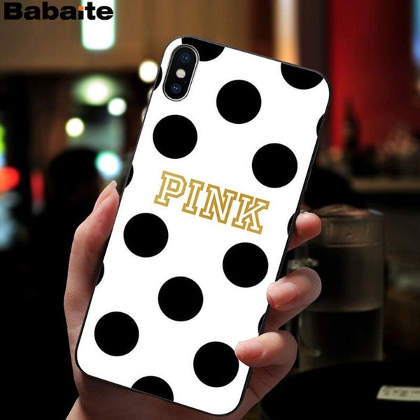 Babaite PINK LOVE PINK Soft Silicone black Phone Case for Apple iPhone 8 7 6 6S Plus X XS MAX 5 5S SE XR Mobile Cover