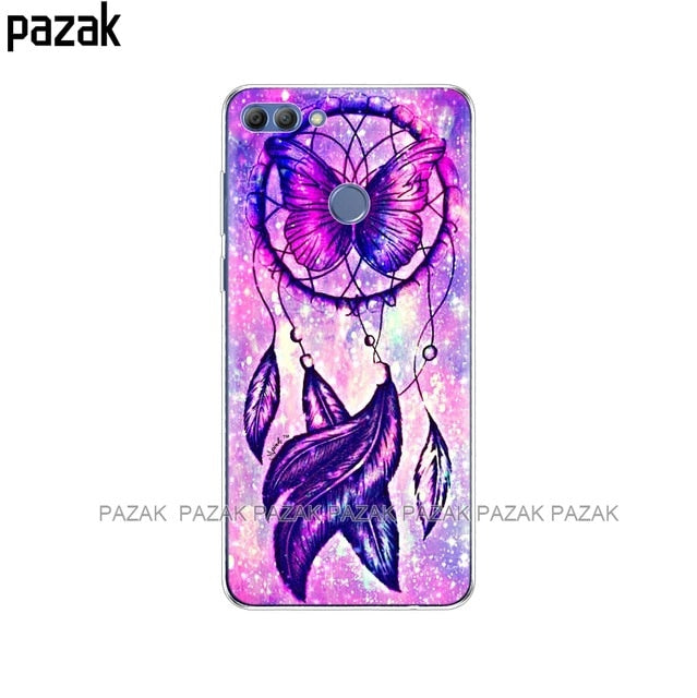 silicone case for huawei P smart 2018 Enjoy 7S case soft tpu back phone cover 360 full protective clear print transparent coque